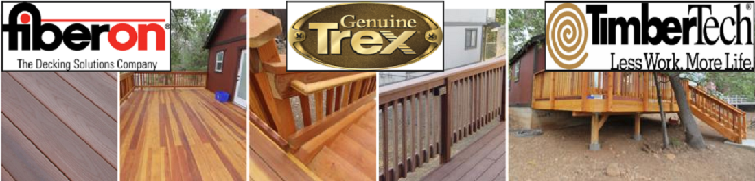 Decking products include Fiberon, Trex, and TimberTech
